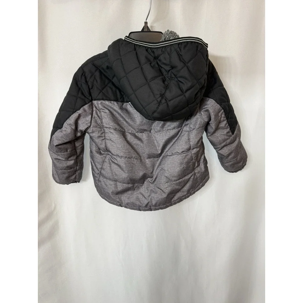 Gerry  Sherpa Lined Puffer Jacket, Child 2T, Gray‎ Black Red, Zip w Hood